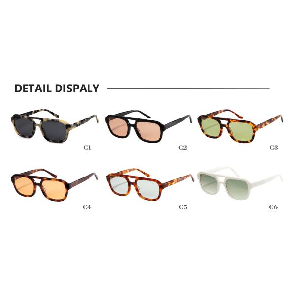 Unisex Vintage Square Acetate Sunglasses CR39 Lens Anti UV