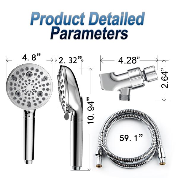 Brass High Pressure Rain Shower With A Stone Filtered 10 Spray Water Function Adjustable Hand Held Shower Head