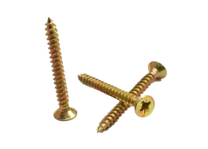 Yellow Zinc Plating Self Tapping Metal Screws , CSK Self Tapping Screw