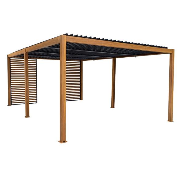 Modern Aluminum Terrace Canopy Roof Louvered Arbours Rot Proof Wooden Coated Pergola