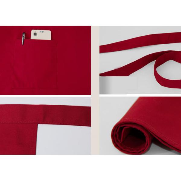 Women Kitchen Cooking Aprons , Solid Pattern Cotton Kitchen Aprons With Pockets