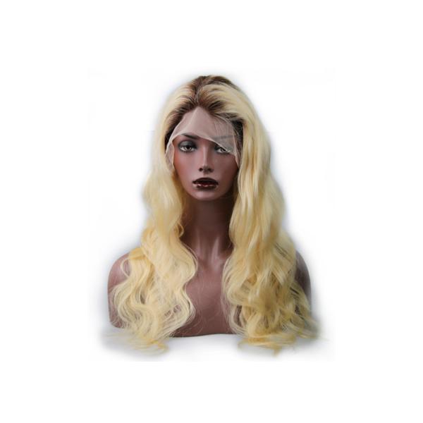 Swiss Lace 24 Inch Human Hair Wigs For Black Women / Curly Body Wave