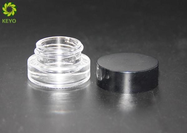 Small Clear Glass Cosmetic Cream Jar 3ml 5ml With Black Plastic Lid