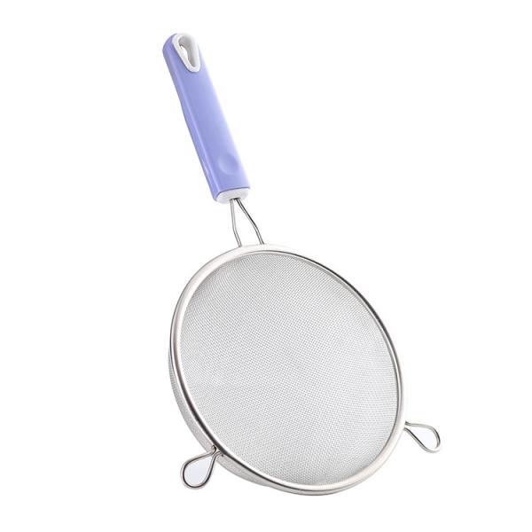 New design kitchen helper stainless steel mesh strianer with wooden handle