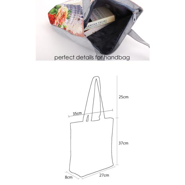 Printed canvas shoulder bag lady female Tower in Paris printing landscape character canvas Handbags