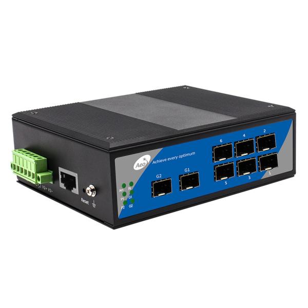 Промышленный каскадируя управляемый переключатель волокна порты SFP 6 10/100Mbps SFP 2 гигабит