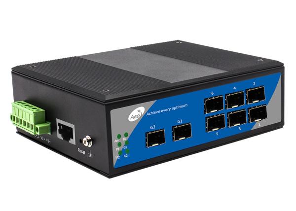 Gigabit controlado de conexão em cascata industrial SFP do interruptor 2 da fibra 6 portos de 10/100Mbps SFP