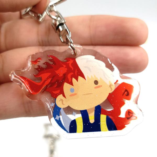 Custom Double Side Printing Resin Epoxy Glitter Clear Anime Flower Boy Acrylic Charms Keychains