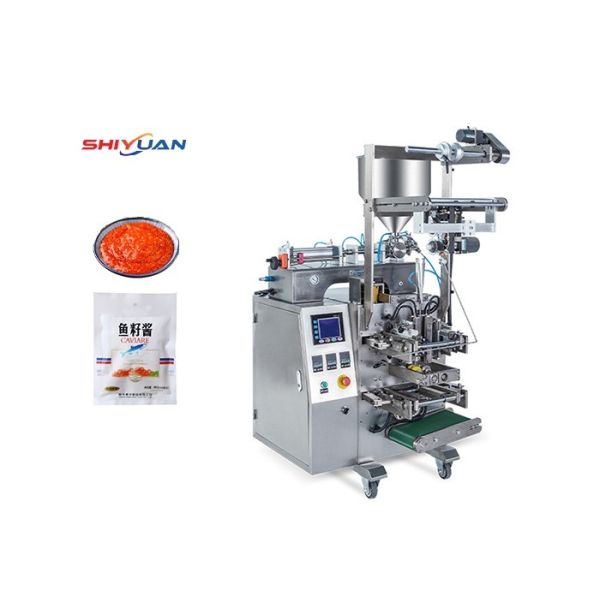 Vertical Liquid Paste Sachet Filling Packing Machine Three Side Back Seal