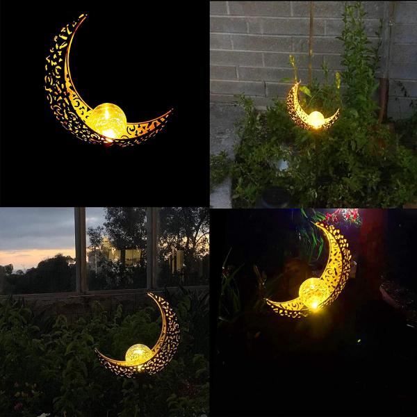 Luces de luna solares al aire libre de cobre amarillo de la antigüedad de cristal del globo del crujido