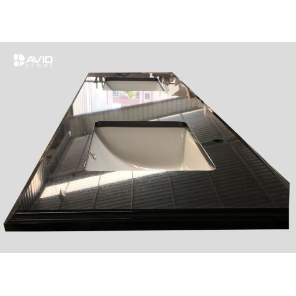 Fine Grain Black Granite Vanity Tops With Sink , 2cm Eased Laminate Vanity Top