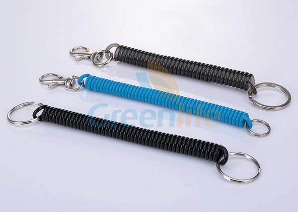 Polyurethane Tubing Fishing Rod Lanyard , Trigger Clip Spiral Keychain