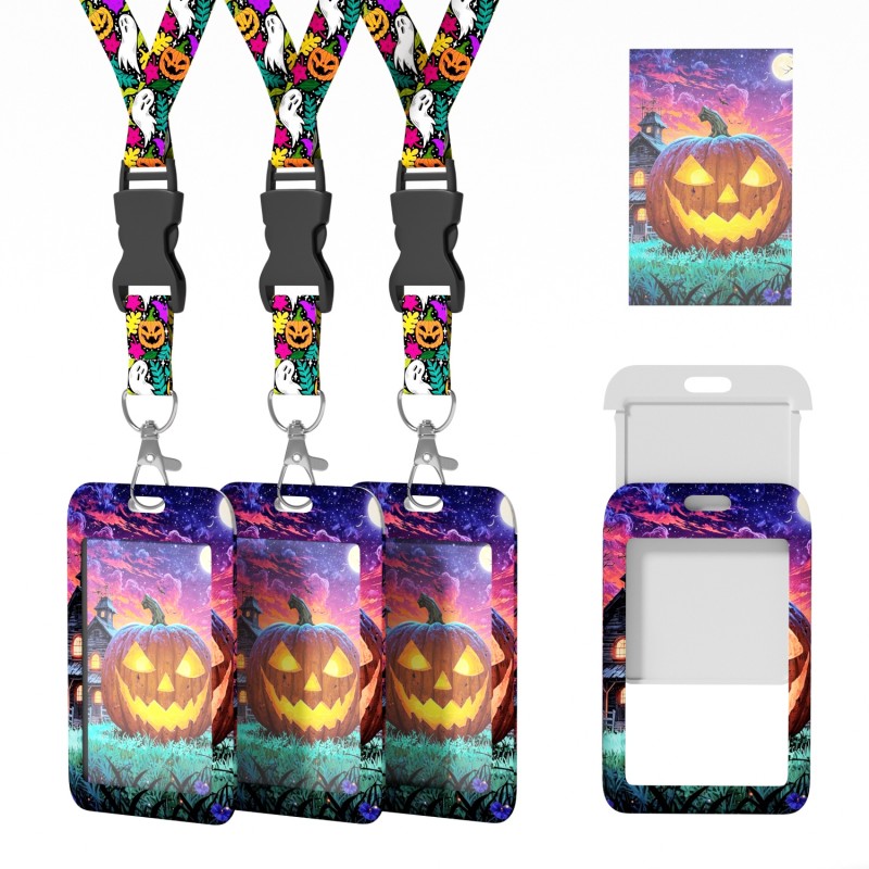 Casual Halloween Work Identity Badge Holder with Printed Logo and Lanyard Festival Auto Industry Specific ID Card Holder
