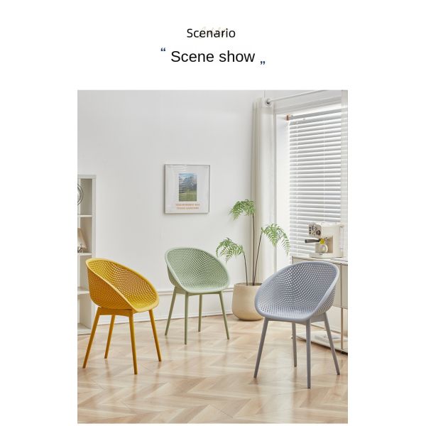 Modern Lightweight Portable Accent Chair for Dining Office Living Room Waterproof Thickened Plastic Patio Balcony Lounge