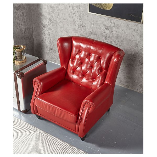 Nidea #869 Luxury American Chair Vintage Genuine Leather Chesterfield Back Armchair Tufted Buttons Rolled Arm High Back Sofa Chair