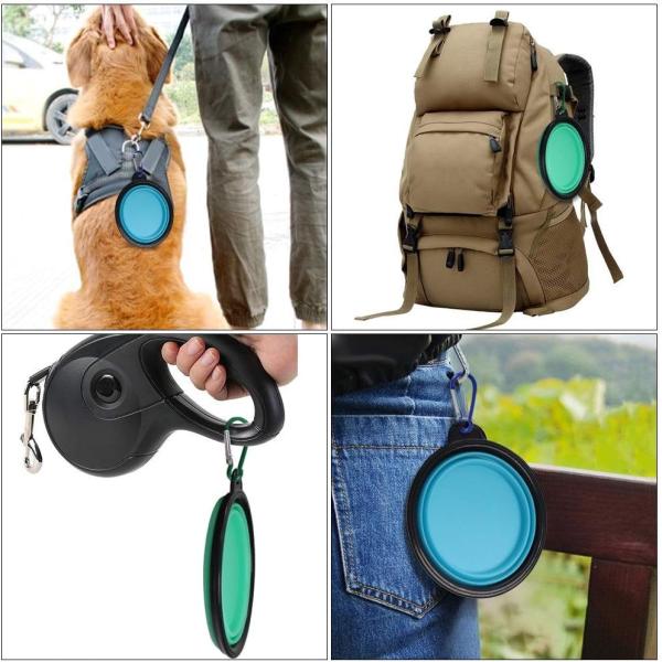 Свертываемая миска для домашних животных Собаки 2 упаковки Портативный силиконовый кормильщик для домашних животных Собаки кошки Пища Вода Питание Путешественная миска для кемпинга