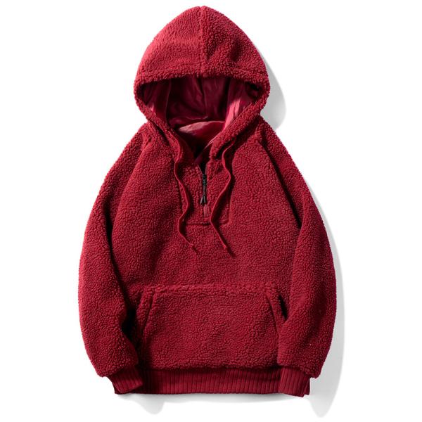 Winter Wool Cashmere Unisex Plain Hoodies Men'S Casual Hoodie