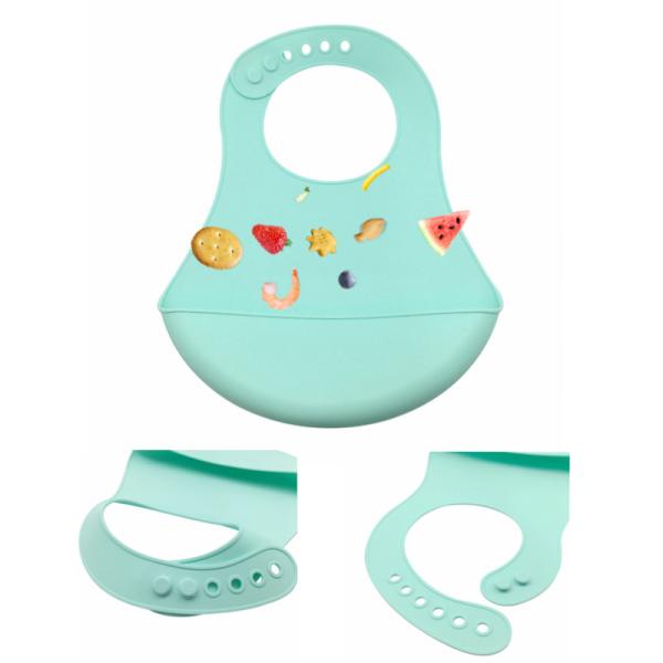 No BP Silicone Bib With Pocket , Bendable Waterproof Baby Bibs Custom Size