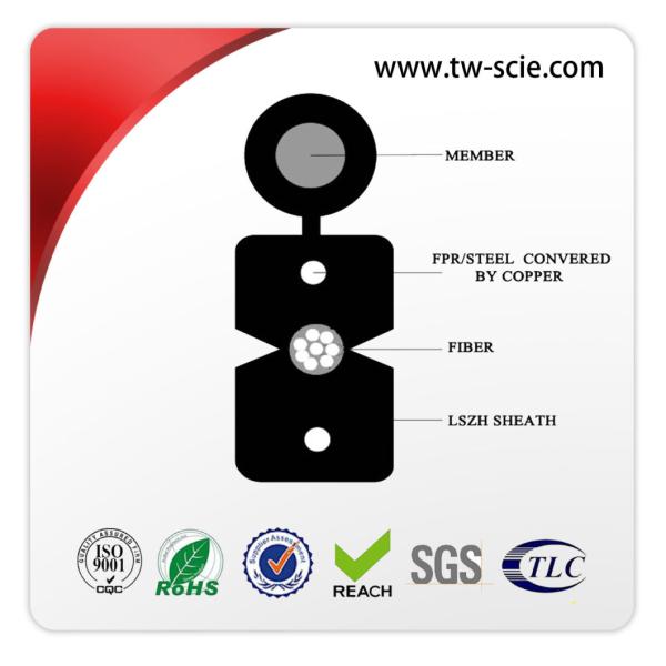 2 Core Outdoor FTTH Fiber Optic Cable Internet Connection Long Distance Communication In G657A Fiber