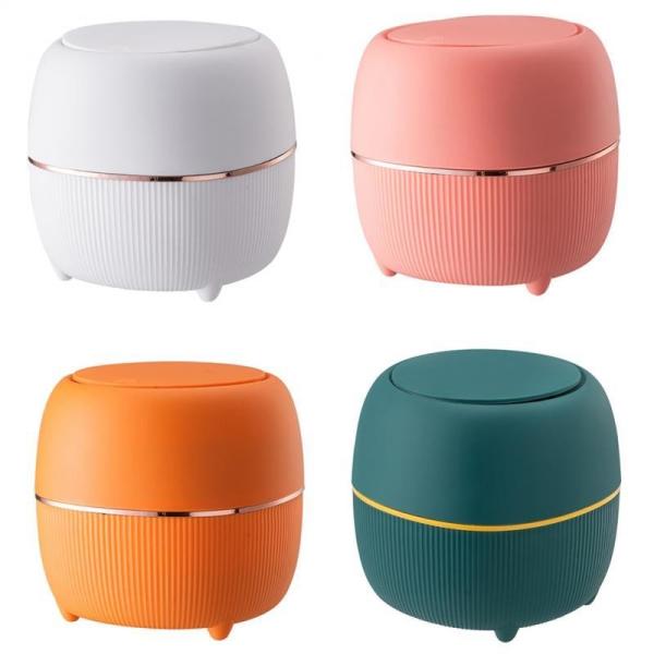 Orange Pink 4L Desktop Trash Can Home Office Mini Countertop Trash Can