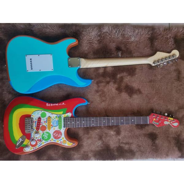 Custom Grand George Harrison Rocky Electric Guitar Accept Guitar and Bass with Colorful Pickups OEM