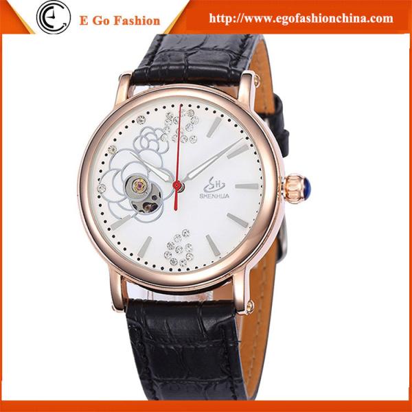 SH09 Genuine Leather Watch for Woman Rose Flower Vintage Watches Gift Wristwatch Mechnical
