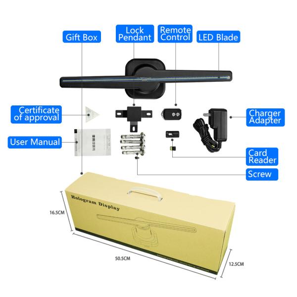 16GB 3D Hologram Fan Display 42CM 12V Portable Holographic Projector 10-15W
