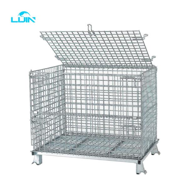 Fio de aço dobrável/dobradura soldado Mesh Pallet Cage do metal europeu