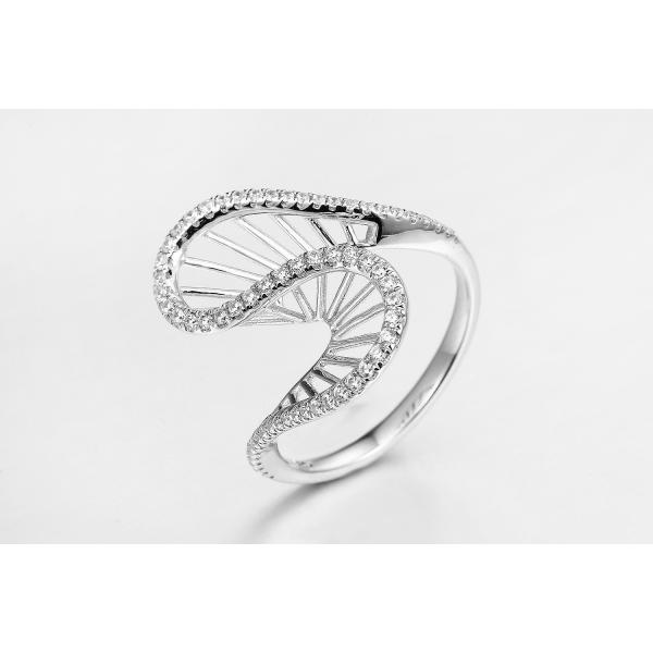 Inregular Shape 925 Silver CZ Rings AAA Sterling Silver Angel Wing Ring