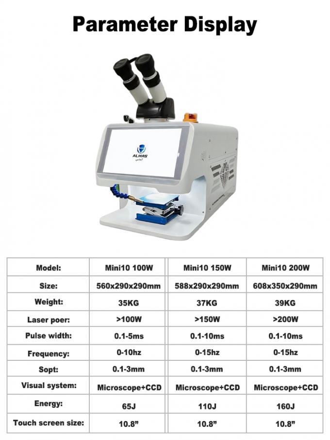Mini10 200W High Energy Laser Welding Device Lightweight Small YAG Welder with Microscope+CCD Visual System