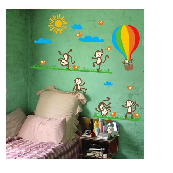 Monkey Removable Wall Stickers Pvc Waterproof For Living Room