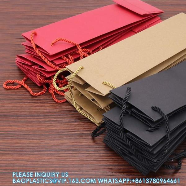 Package Thick Kraft Paper Wine Tote Gift Bags For 1 Bottle, Sturdy Paper Wine Gift Bags With Handles