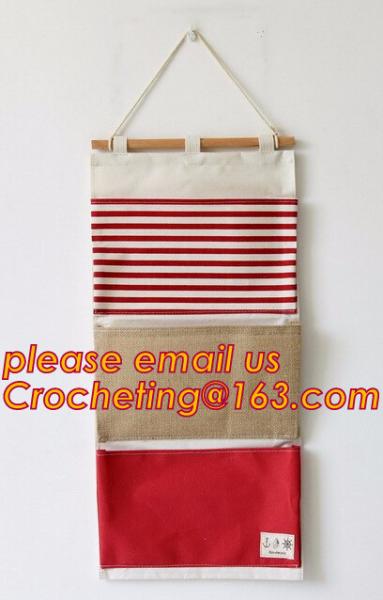 Cotton Canvas Wall Hanging Storage Bag, Canvas Linen Hanging Storage Bag, Household Canvas Cotton Hanging Wall Organizer