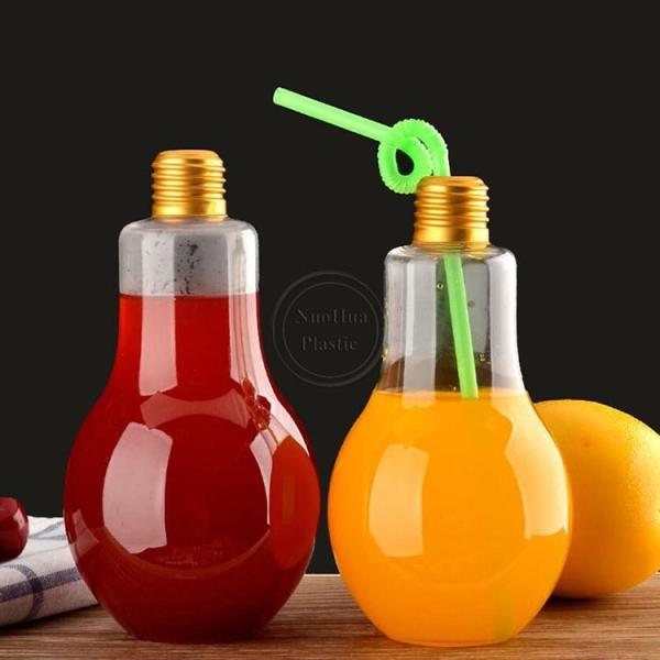 Garrafas de chá de leite de plástico transparente de tamanho médio com alça de 0,5 kg de capacidade quadrada de forma redonda