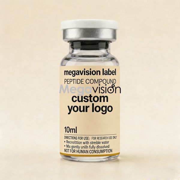 Custom Factory 3ml 5 ml 7ml 10 ml Vial Labels Lab Research Peptide Vinyl Stickers for Vial Glass Bottle Healthcare Packaging