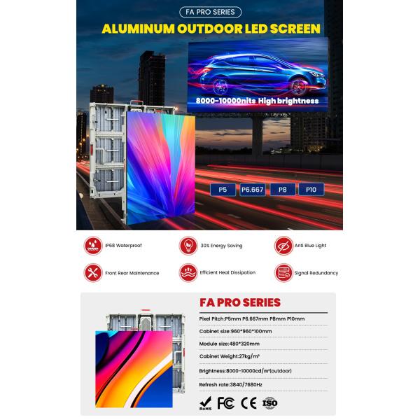 Advertising Led Board LED Screen Commercial Advertising P6.67 Outdoor LED Screen Full Color 8000cd/sqm 960*960mm