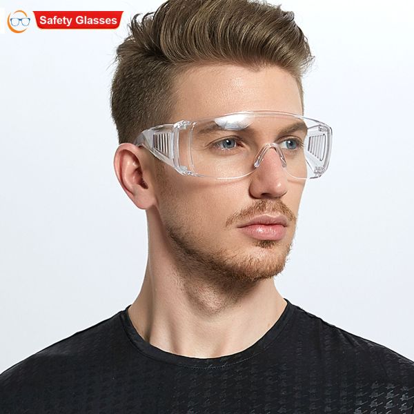 Tactical Sunglasses Prescription Protective Eye Wear PC Unisex UV400 Custom Square Anti Fog Clear Wrap Invisible Ink Goggles OTG Over Glasses for Cycling Construction Laboratory Workshop Work