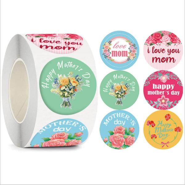 1.5 Inch Round Self Adhesive Label Stickers For Mother'S Day 500pcs / Roll