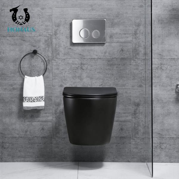 Luxury Matt Black Ceramic Wall Hung Toilet Bowl Tankless Water Closet OEM