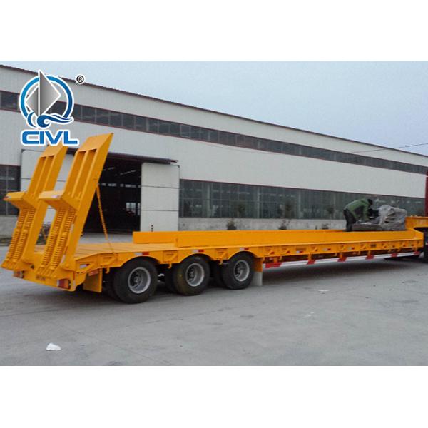 Yellow 3 Axles Low Bed Semi Trailer Trucks / 20T 30T Manual side tipper Truck Trailer Howo