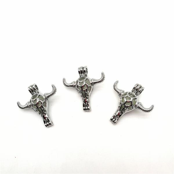 DIY Pendant Jewelry Alloy ox-head Shaped Wish Pearl Cage Pendant