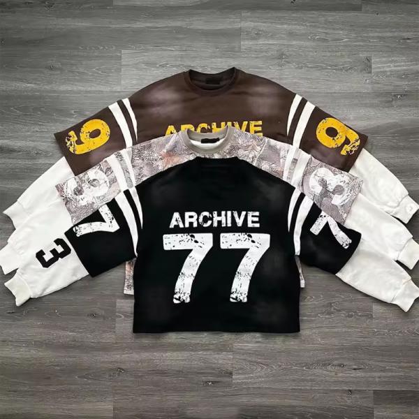 Custom logo High Quality Tee Casual Double Layeredt Premium Puff Print Vintage Heavyweight Oversized Unisex Long Sleeve T-shirts