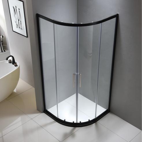 Black aluminium shower enclosure 1000*1000 with two sliding doors and two fixed panels