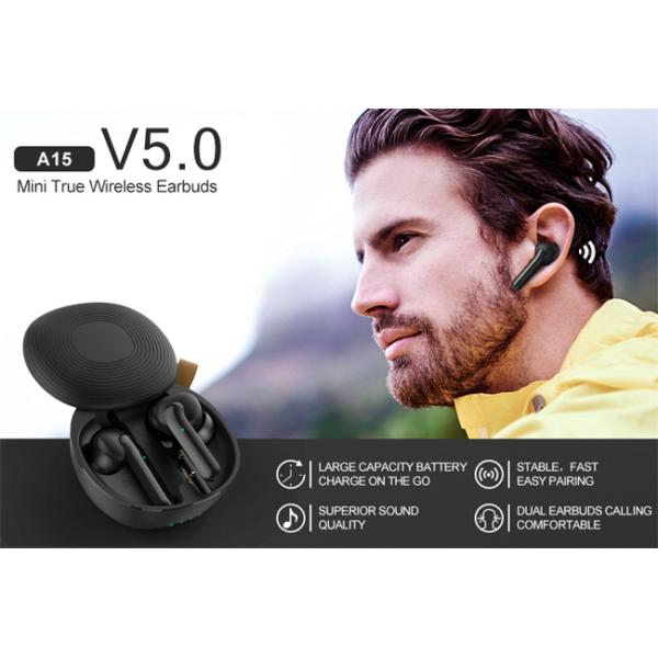 Black White Waterproof Bluetooth Earphones 55mAh TWS True Wireless Stereo Earbuds