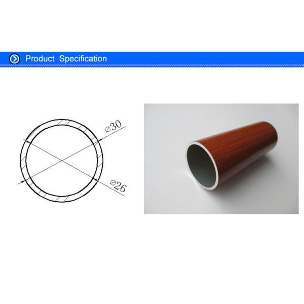 Home Decoration 30 mm Extruded Aluminium Tube With Wood Grain Painted Treatment