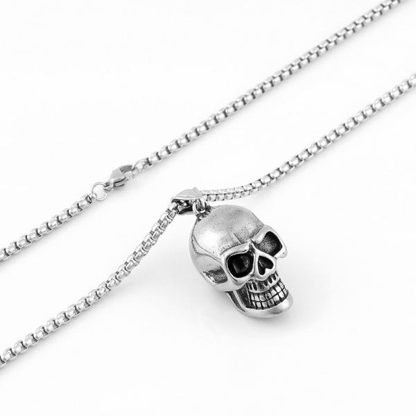 Skull titanium steel necklace with European and American style men's stainless steel skull necklace pendant