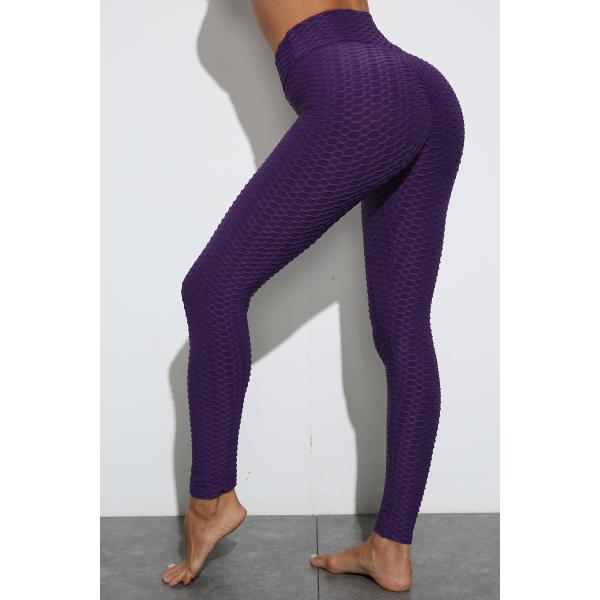 Purple Strong Stretch Scrunch Butt High Waist Yoga Tights For Running Cycling