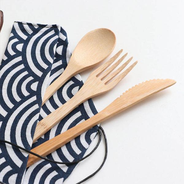 Вилка естественного портативного перемещения логотипа OEM деревянная черпает ножи ложкой бамбуковый деревянный столовый прибор Flatware установил для кухни