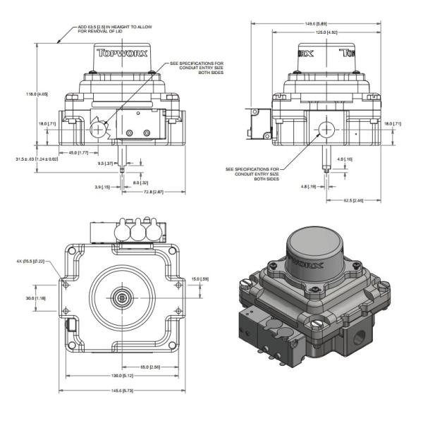 316 Stainless Steel TopWorx Valve Position Switch TXS Series TXS-D225LMM161