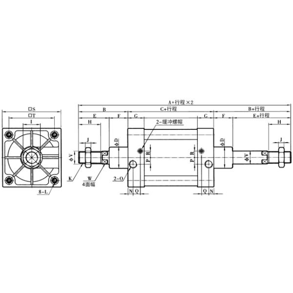 cilindro neumático SI-40-50-PPV-A del aire ISO6431 de 32mm~200m m con el amortiguador del imán y de aire